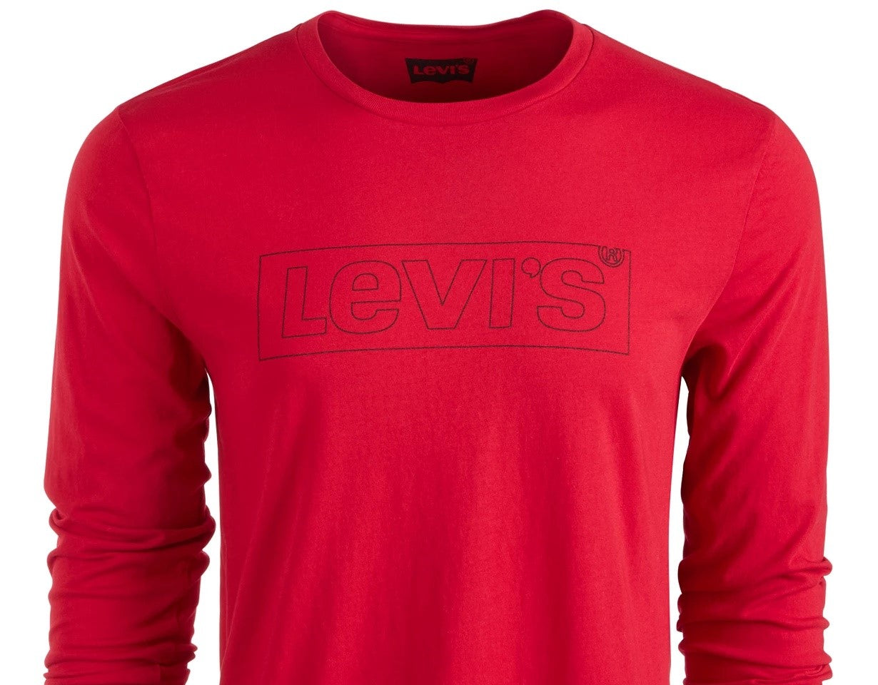 Levi's Men's Long-Sleeve Logo T-Shirt Red Size Medium