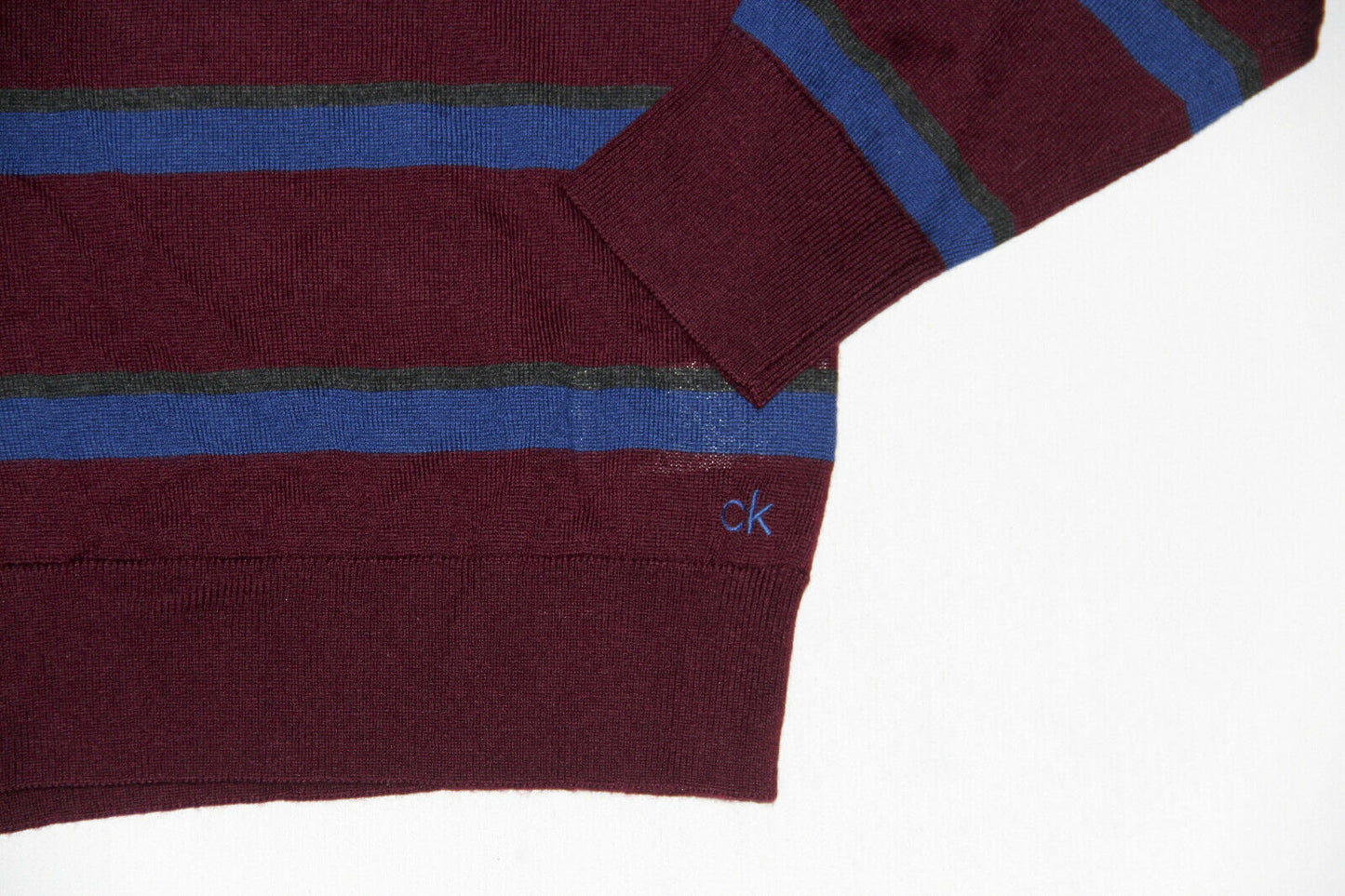 Calvin Klein Men's Bi-Color Striped Sweater Wine Size Medium