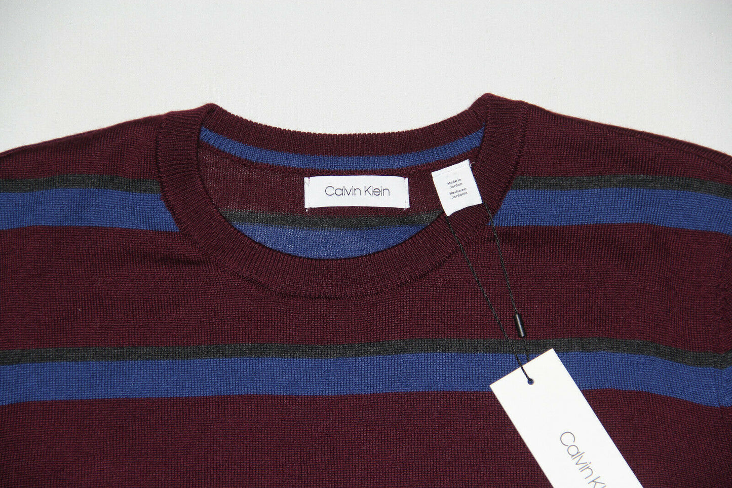 Calvin Klein Men's Bi-Color Striped Sweater Wine Size 2 Extra Large