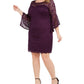 Love Women's Squared Trendy Plus Size Bell-Sleeve Lace Dress Purple Size 3 Extra Large