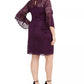 Love Women's Squared Trendy Plus Size Bell-Sleeve Lace Dress Purple Size XX-Large