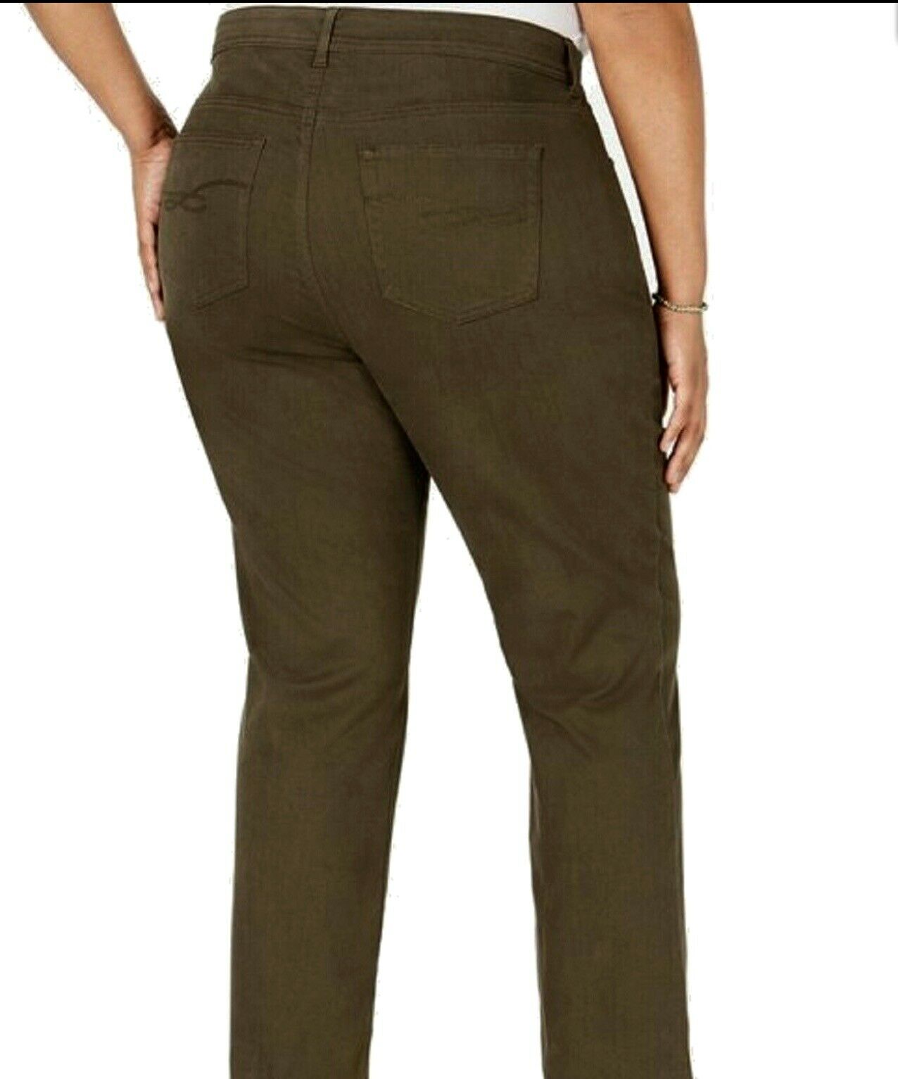 Style & Co Women's Plus Size Tummy-Control Slim-Leg Jeans Olive Size 18W