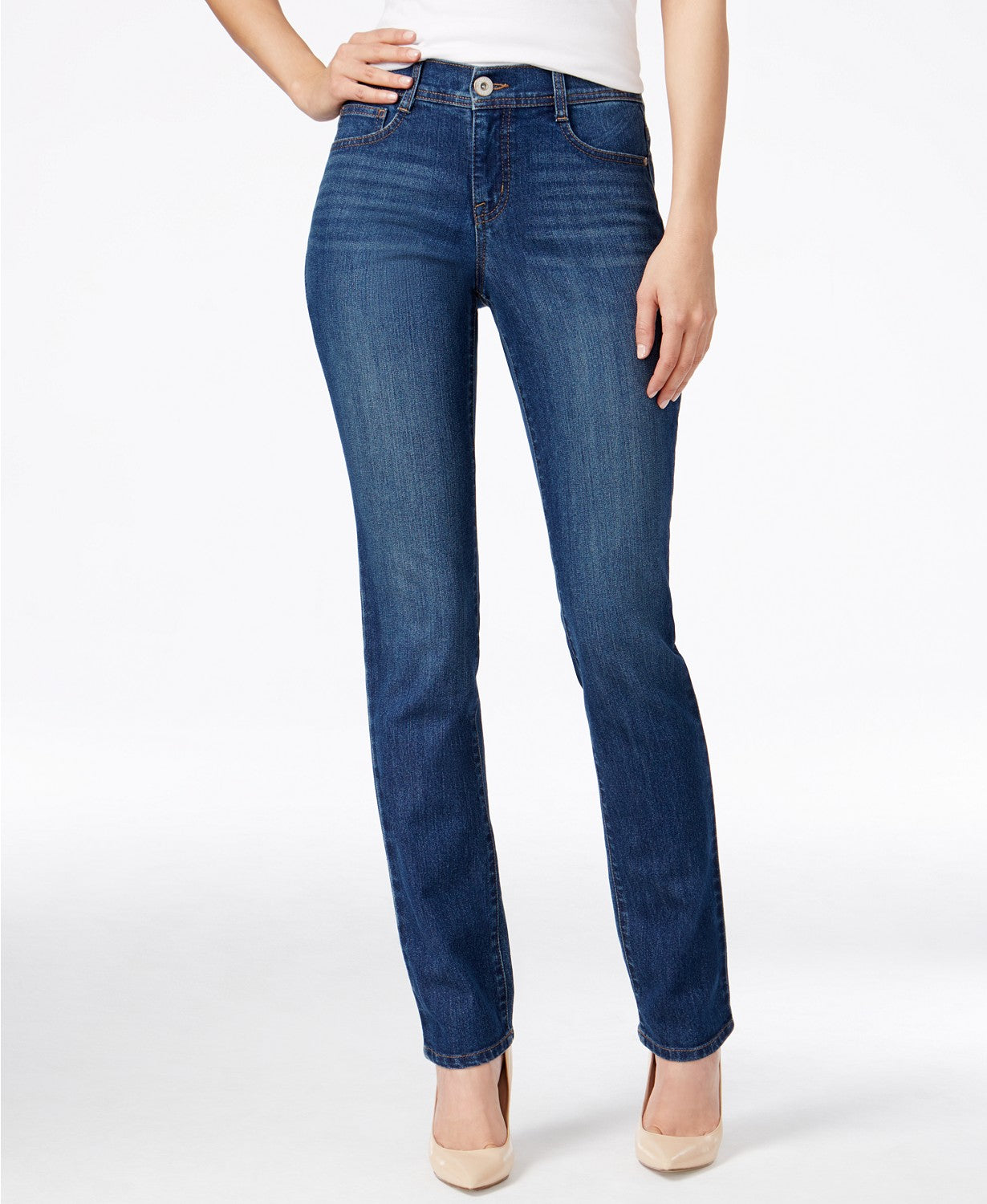 Style & Co Women's Plus Size Tummy-Control Slim-Leg Jeans Blue Size 24 W