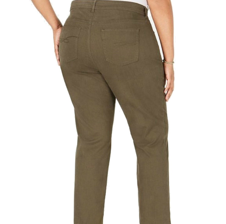 Style & Co Women's Plus Size Tummy-Control Slim-Leg Jeans Green Size 18 W
