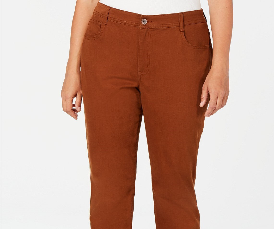 Style & Co Women's Plus Size High-Rise Slim-Leg Jeans Brown Size 24