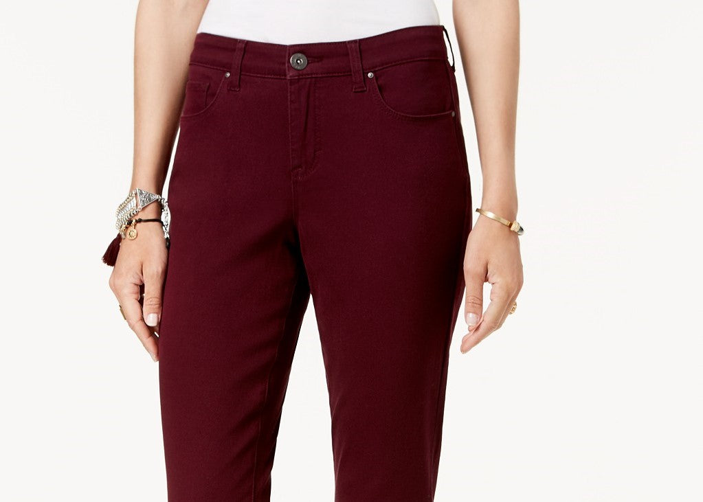 Style & Co Women's Curvy-Fit Skinny Fashion Jeans Wine Jam Size 12