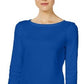 Charter Club Women's Pima Cotton Boat-Neck Button-Shoulder Top Blue Size Small