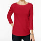 Charter Club Women's Petite Pima Cotton Button-Shoulder Top Red Size Medium