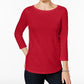 Charter Club Women's Petite Pima Cotton Button-Shoulder Top Medium Red Size Large
