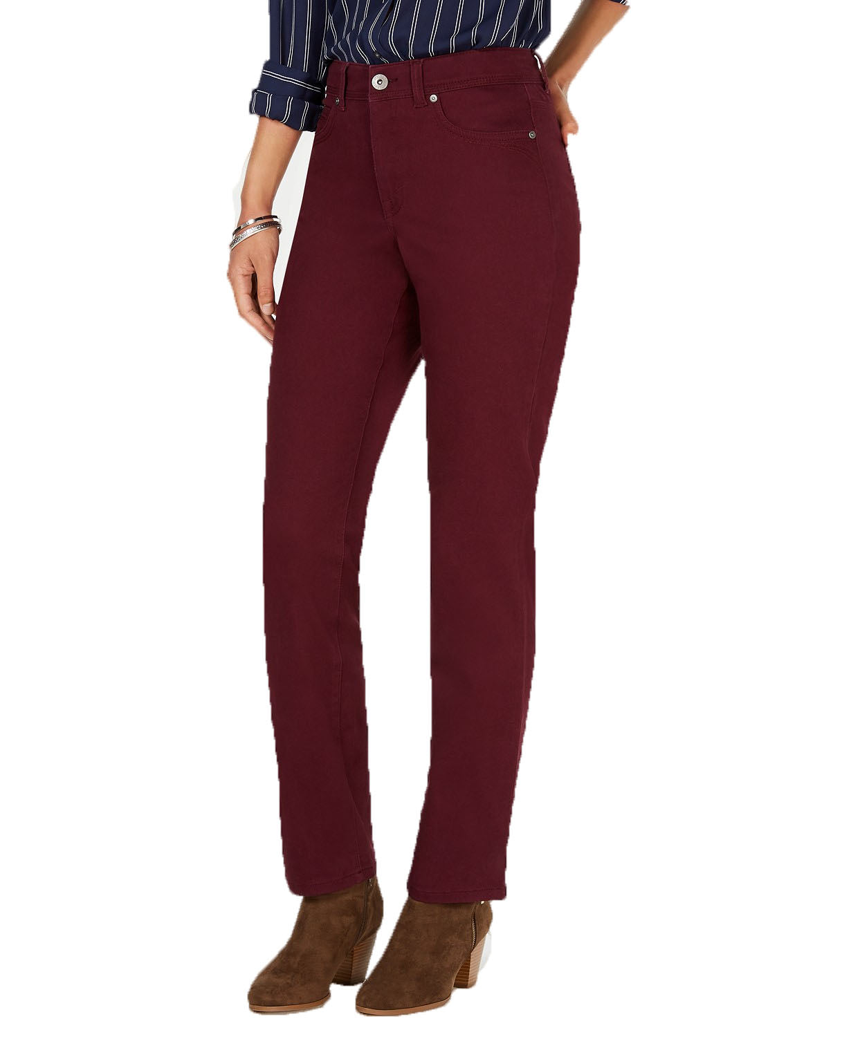 Style & Co Women's Rail Tummy-Control Straight-Leg Jeans Purple Size 4