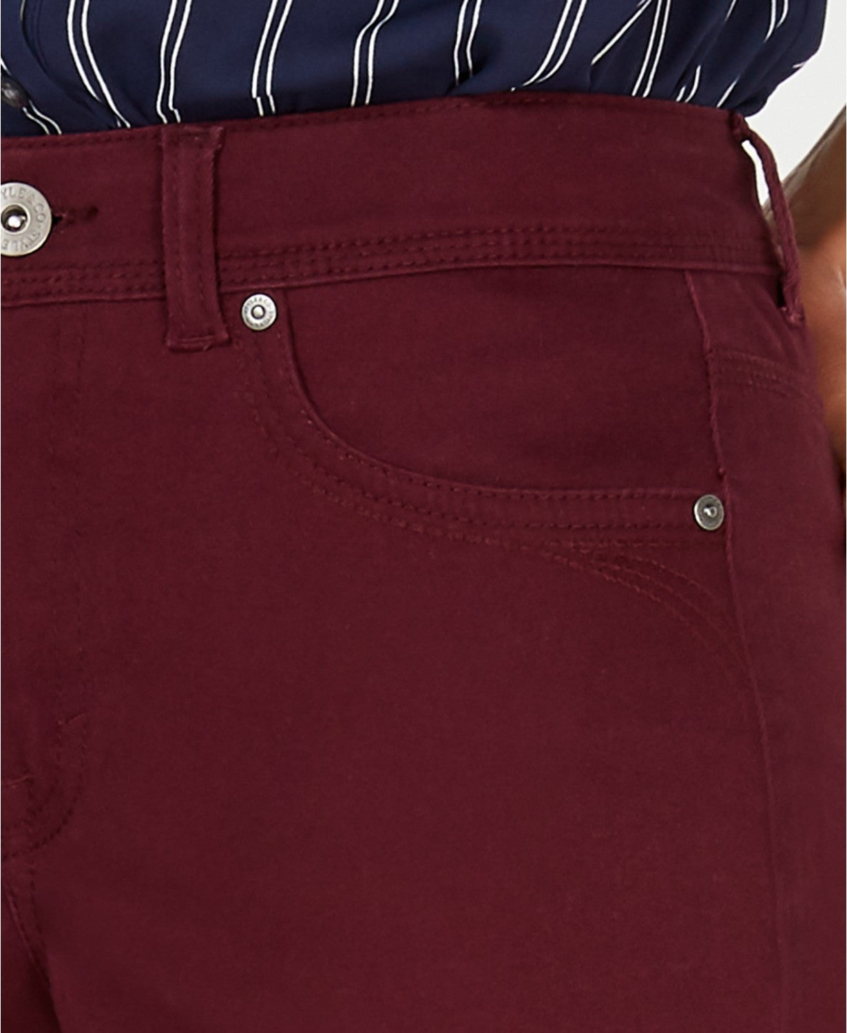 Style & Co Women's Rail Tummy-Control Straight-Leg Jeans Purple Size 4