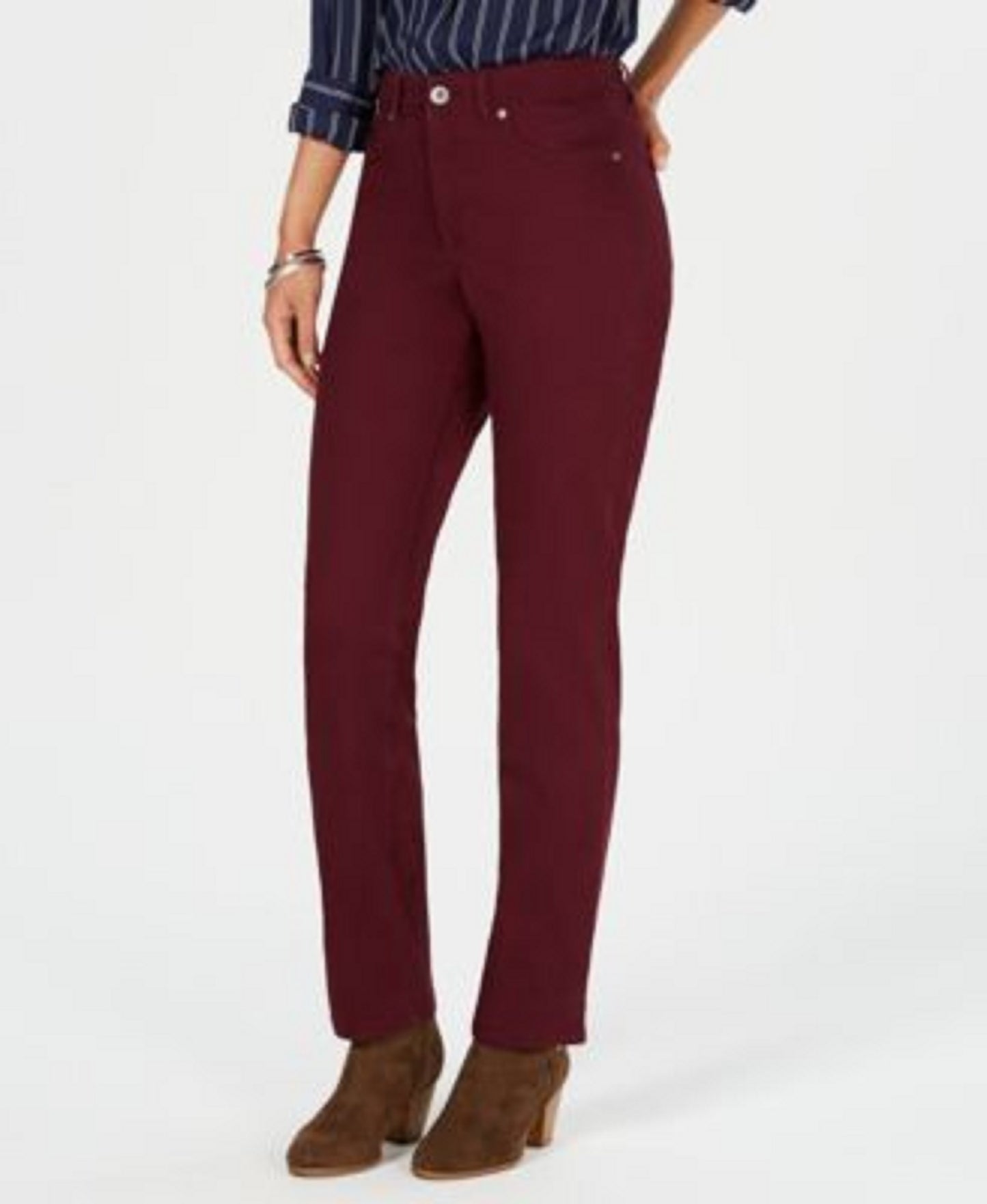 Style & Co Women's Tummy-Control Straight-Leg Fashion Jeans Red Size 12
