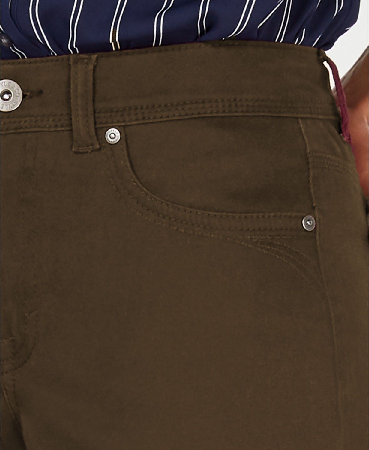 Style & Co Women's Rail Tummy-Control Straight-Leg Jeans Olive Size 18
