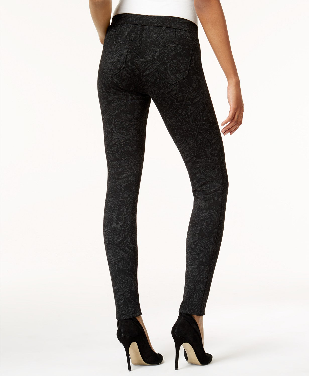 Style & Co Women's Petite Printed Seam-Front Leggings Black Size Petite Small