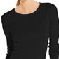 Charter Club Women's Pima Cotton Long-Sleeve Top Black Size Small