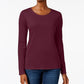 Charter Club Women's Pima Cotton Long-Sleeve Top Red Size Small