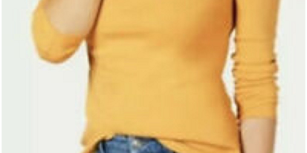 Charter Club Women's Pima Cotton Long-Sleeve Top Gold Size Large