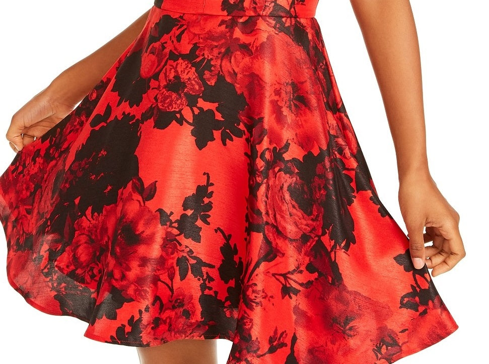 City Studios Juniors' Cutout-Back Fit & Flare Dress Red Size 5