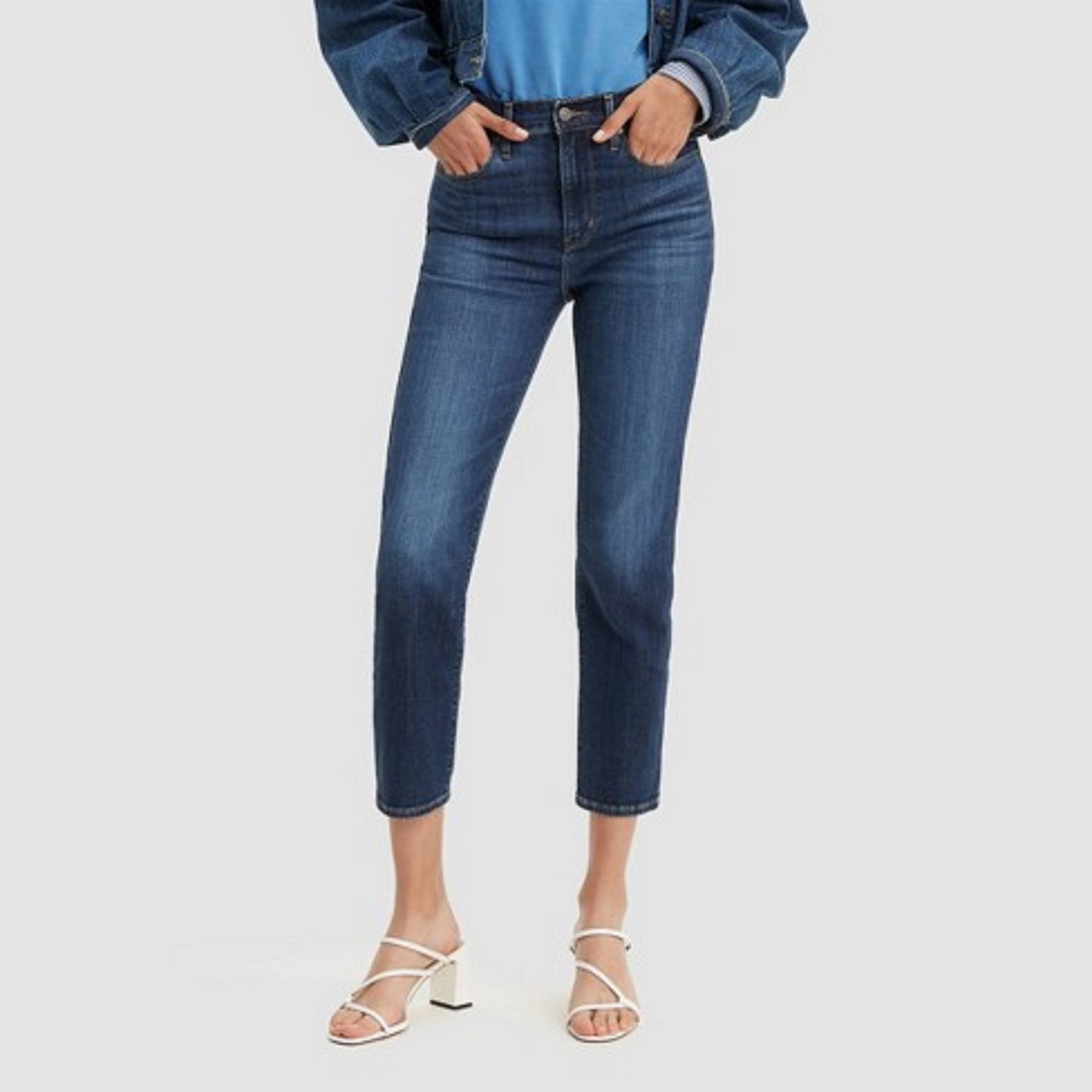 Levi's Women's 724 Raw-Hem Cropped Straight-Leg Jeans Blue Size Small