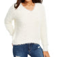 Freshman 1996 Juniors' Fuzzy V-Neck Sweater Beige Size Large