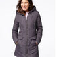 Maralyn & Me Juniors' Faux-Fur-Trim Hooded Puffer Coat Blue Size Medium