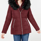 Maralyn & Me Juniors' Hooded Faux-Fur-Trim Puffer Coat Wine Size Medium