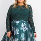 City Studios Women's Trendy Plus Size 2-Pc. Lace & Floral-Print Dress Dark Green Size 16W
