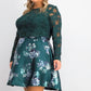 City Studios Women's Trendy Plus Size 2-Pc. Lace & Floral-Print Dress Dark Green Size 16W