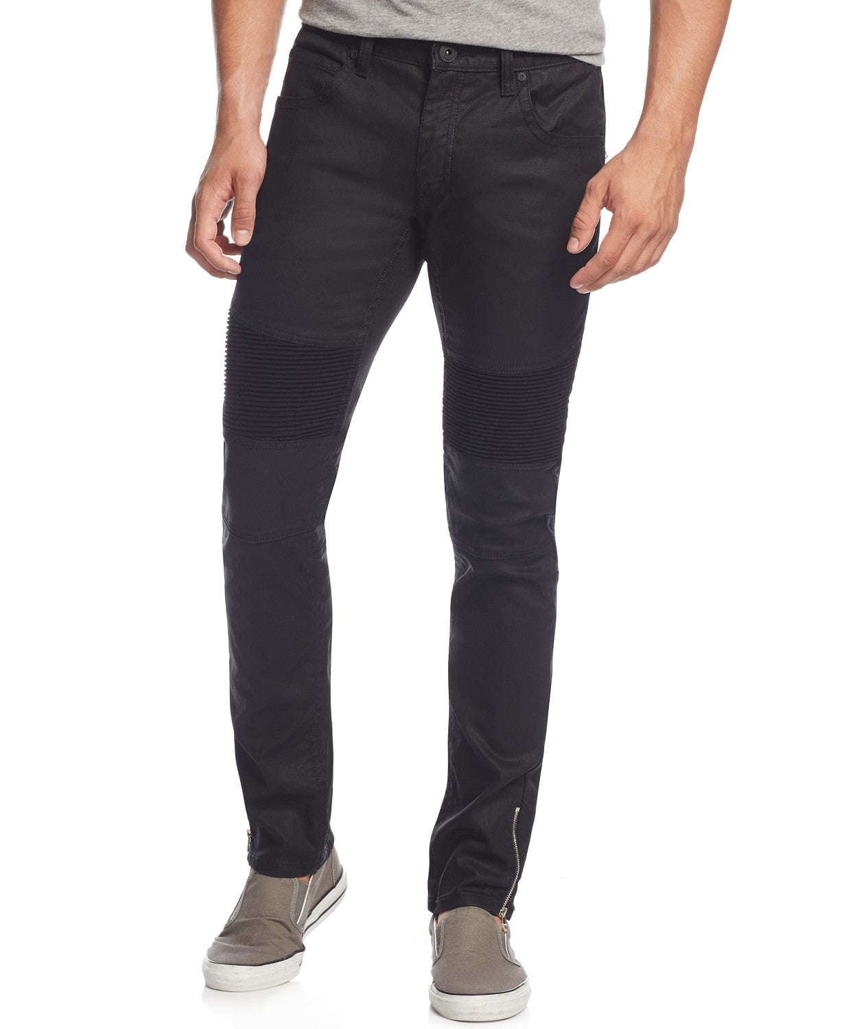 INC International Concepts Men's Skinny-Fit Moto Jeans With Zipper Details  Black Size 36X32
