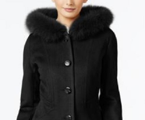Forecaster Women's Fox-Fur-Trim Hooded Walker Coat Black Size 10