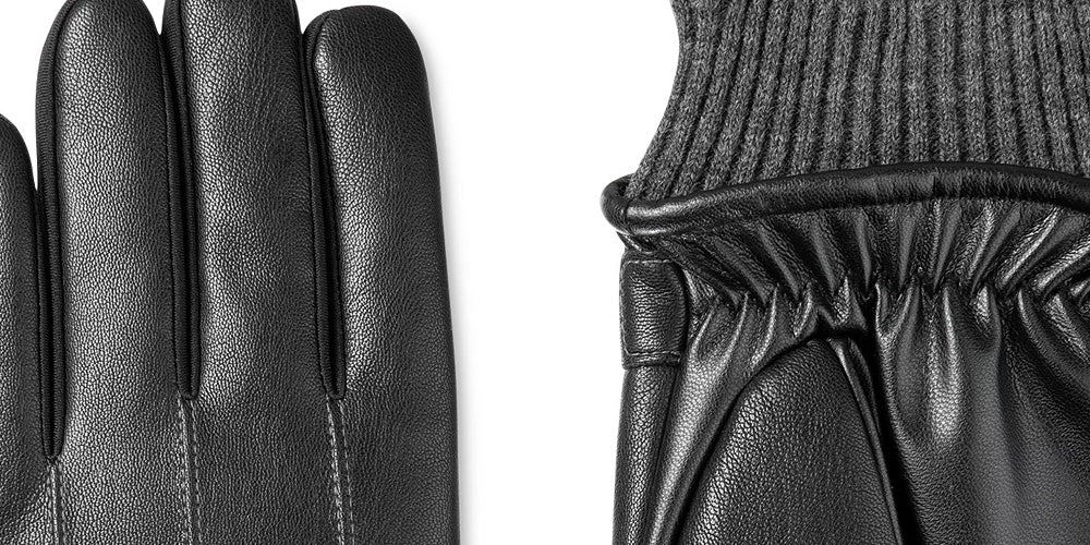 Isotoner Signature Men's Faux Leather Sleekheat Gloves Black Size Large