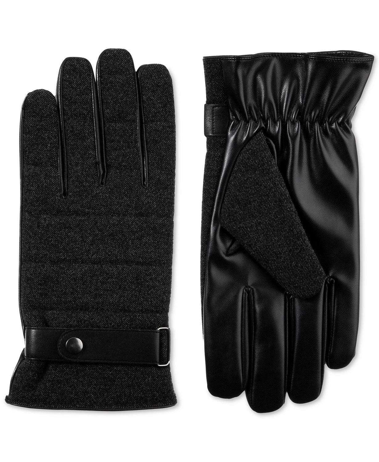 Isotoner Signature Men's Faux-Wool Smartouch Gloves Black Size Medium