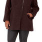 Maralyn & Me Juniors' Plus Size Asymmetrical-Zip Faux-Fur-Trim Hooded Coat Zinfandel Size 2X