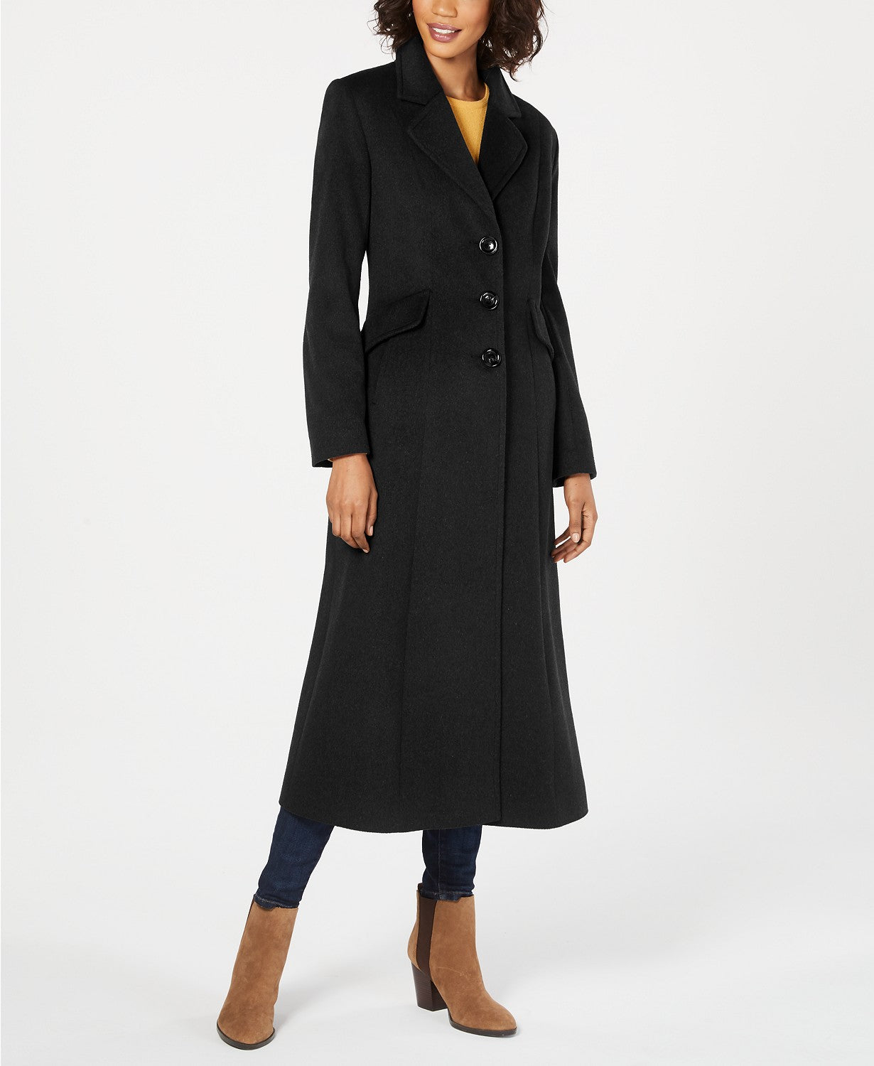 Forecaster Women's Notched-Collar Maxi Walker Coat Black Size 10