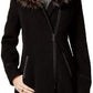 Maralyn & Me Juniors'  Faux-Faux-Trim Hooded Coat Black Size Extra Large
