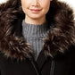 Maralyn & Me Juniors'  Faux-Faux-Trim Hooded Coat Black Size Extra Large