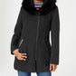 Maralyn & Me वुमेन जूनियर्स फॉक्स-फर-ट्रिम हुडेड कोट ग्रे साइज़ स्मॉल