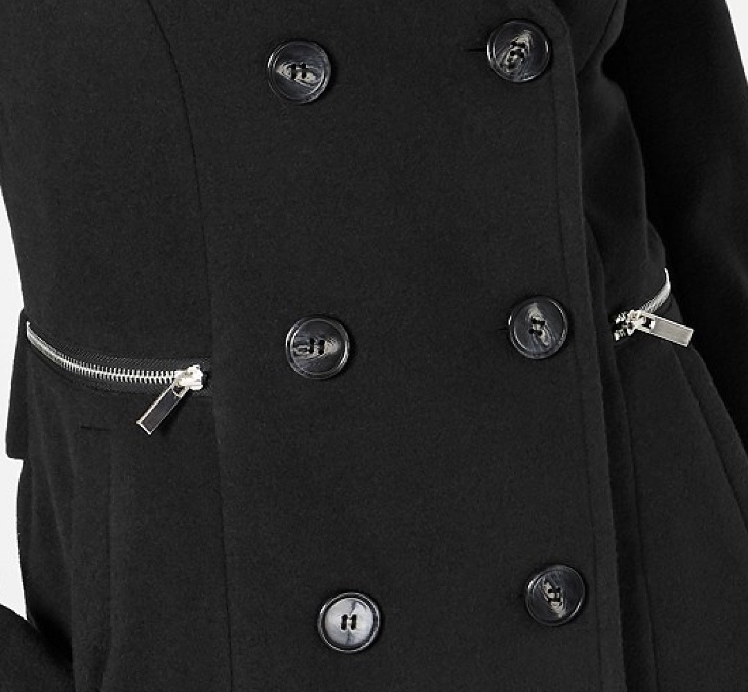 Maralyn & Me Juniors' Double-Breasted Peacoat Black Size XX-Large