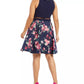 B Darlin Women's Trendy Plus Size Illusion Floral-Print Fit & Flare Dress Blue Size 18