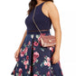 B Darlin Women's Trendy Plus Size Illusion Floral-Print Fit & Flare Dress Blue Size 18