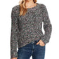 CeCe Women's Long Sleeve Multicolor Crew Neck Sweater Rich Black Grey Size Large