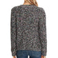 CeCe Women's Long Sleeve Multicolor Crew Neck Sweater Rich Black Grey Size Large