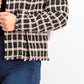 Cece Women's Grid Tweed Frayed Jacket Black Size 12