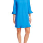 Cece Women's Pleat Detail Moss Crepe Shift Dress Blue Size X-Large