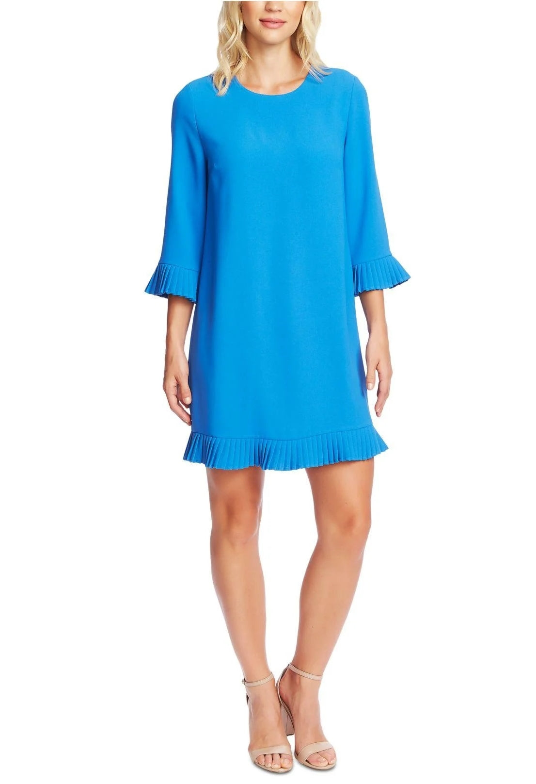 Cece Women's Pleat Detail Moss Crepe Shift Dress Blue Size X-Large