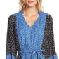 Cece Women's Print Blocked Budding Floral Dress Black Size Medium