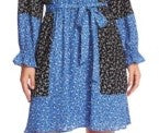 Cece Women's Print Blocked Budding Floral Dress Black Size Medium