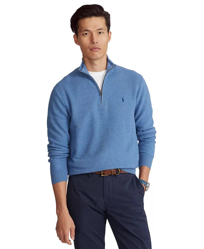 Ralph Lauren Men's Textured Quarter Zip Sweater Navy Size Small