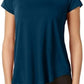 Alfani Women's Petite Satin-Trim High-Low T-Shirt Green Size Petite