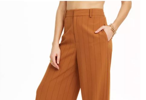 Danielle Bernstein Women's Pinstripe Trouser Pants Dark Orange Size 6